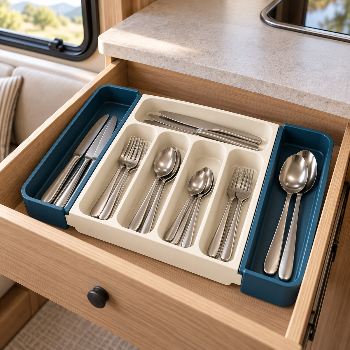 Compact Cutlery Drawer Tray — lifestyle